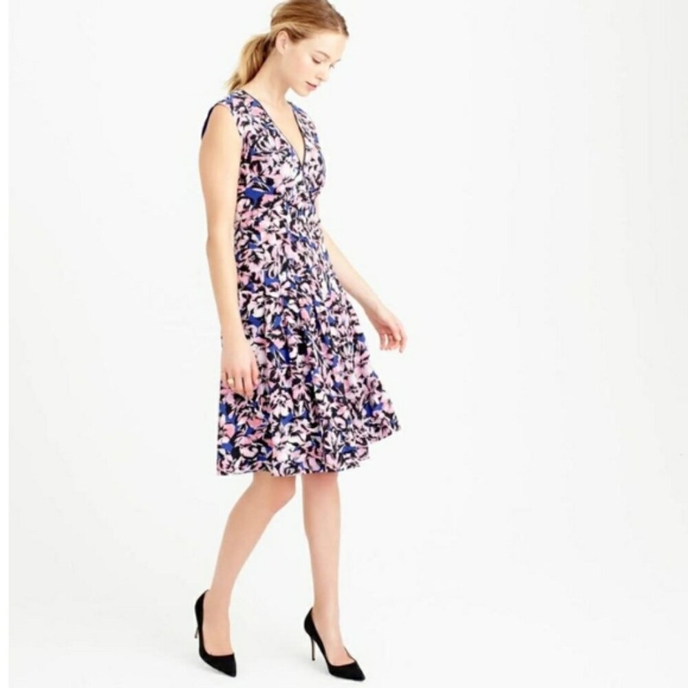 J. Crew pleated dress in hibiscus print - Size 0